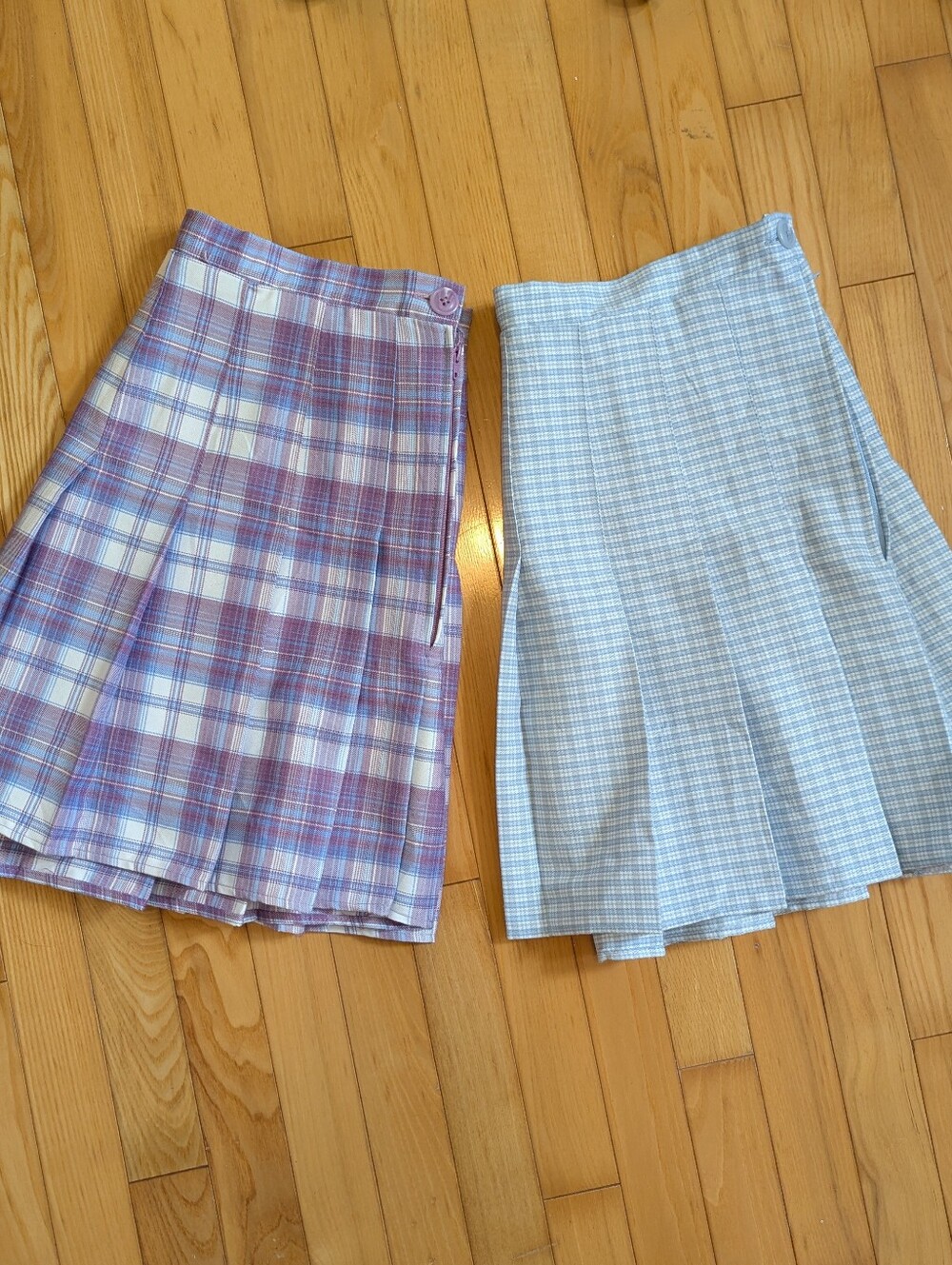 Rewind Plaid Pleated Mini Skirt Bundle with Light Blue Plaid And Lavender